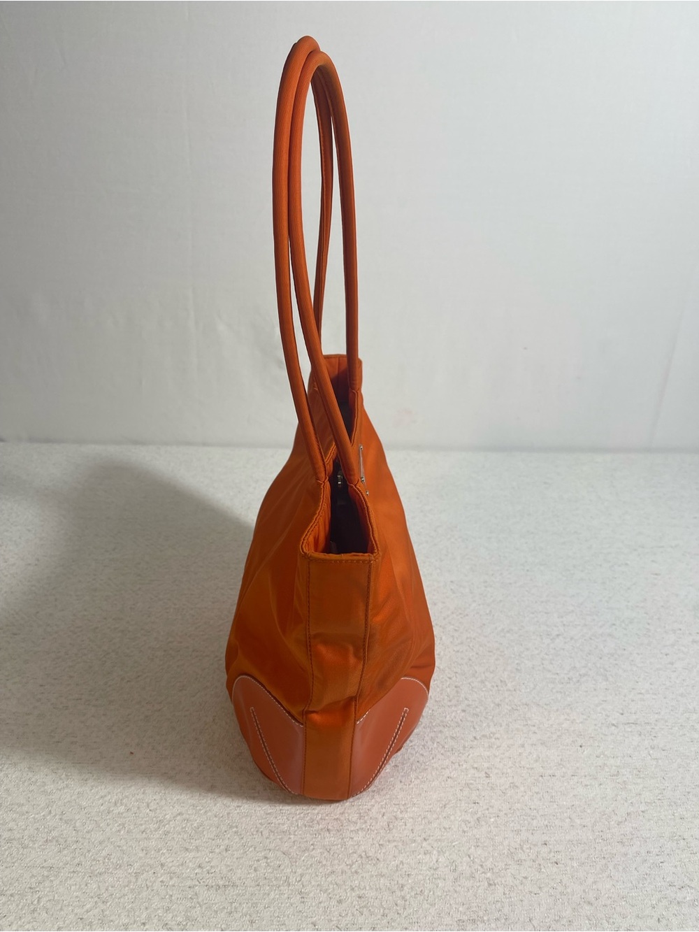 Prada VTG Tessuto Nylon Leather Orng Shldr Tote BagTriangle Logo, Authentic.#484 - Picture 5 of 9